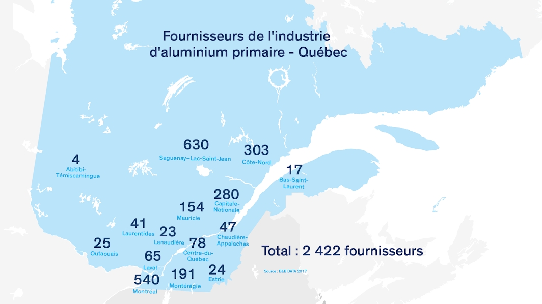 carte fournisseur d'aluminium primaire - Québec